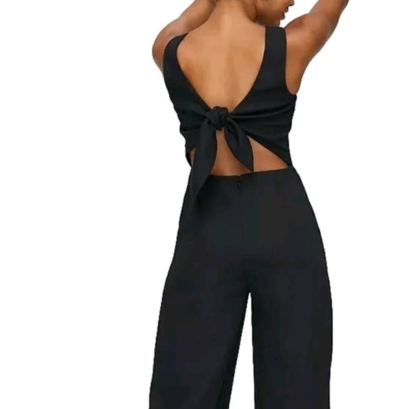 Wilfred Black Jumpsuit From Aritzia with Wide-Leg and Tie Back - Picture 1 of 10